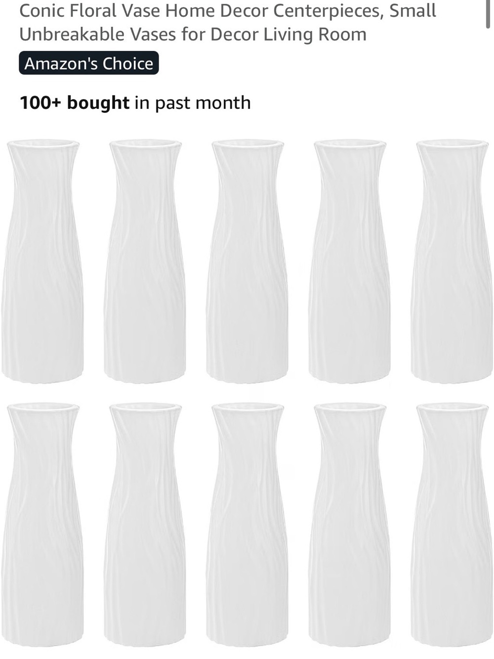 White unbreakable vase 10 each